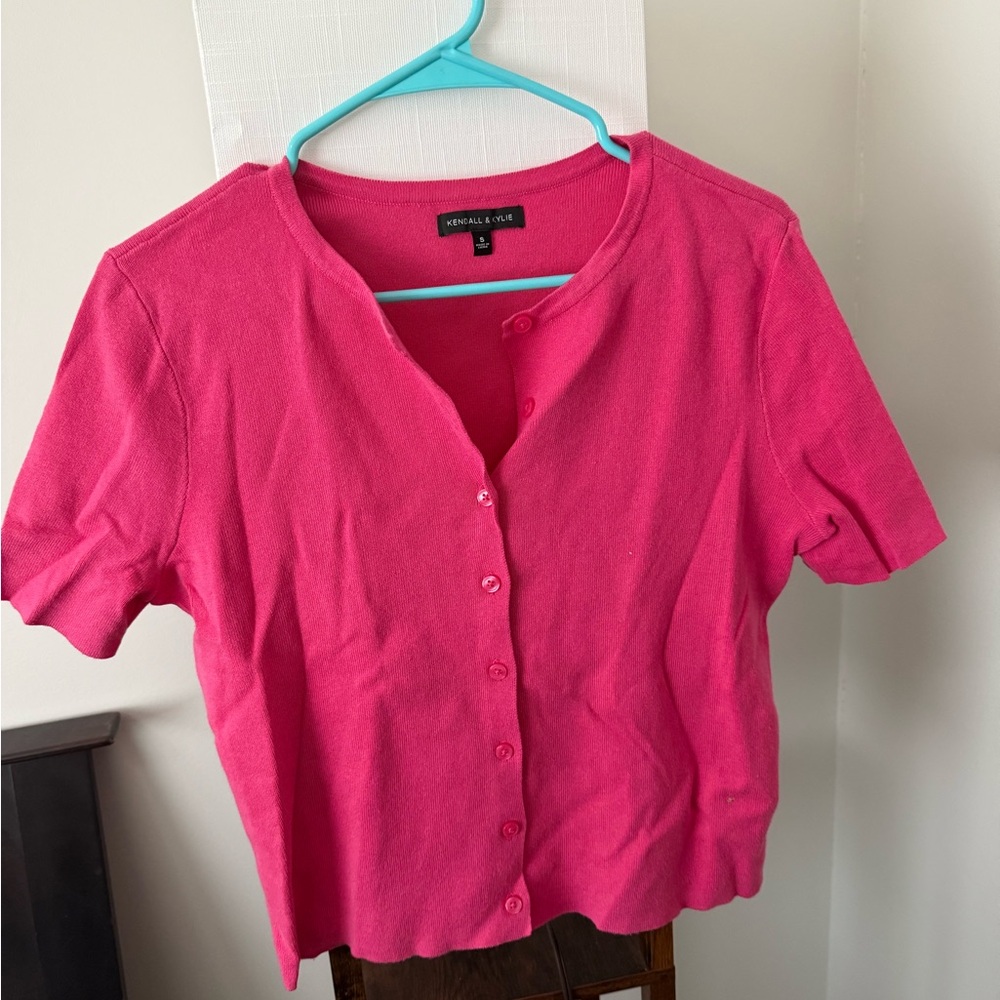 Kendall & Kylie Pink Buttoned Top